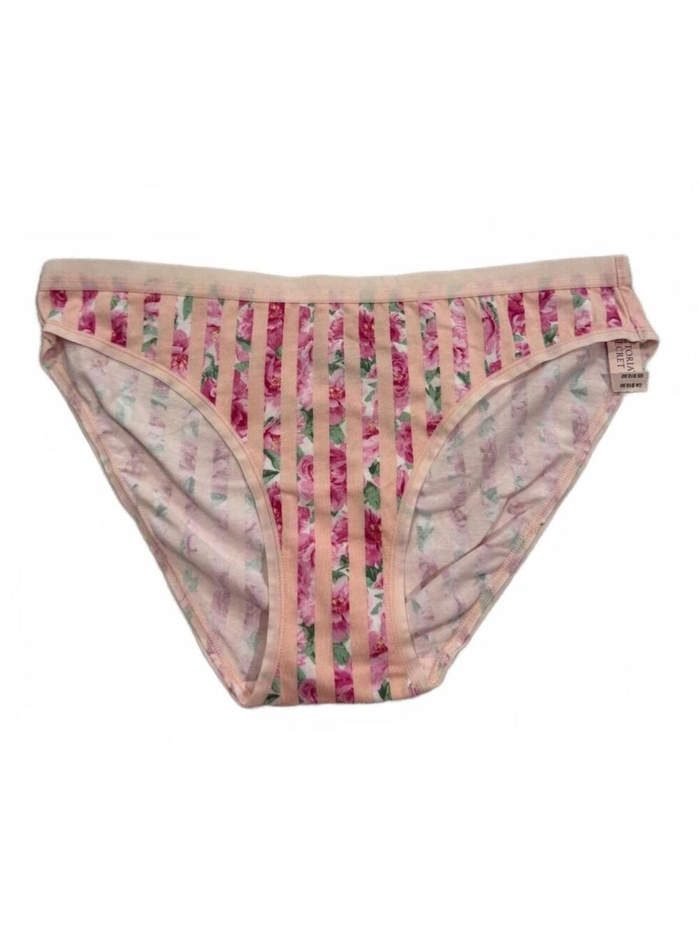 Victoria's Secret Pink Floral Stripe Bikini Panty M NWT